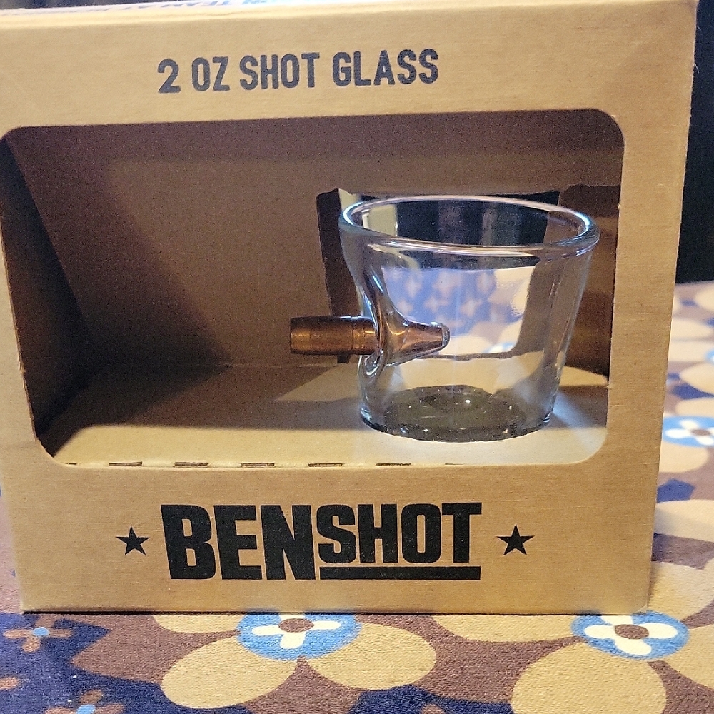 Bullet-Embedded Shot Glass ,NIB